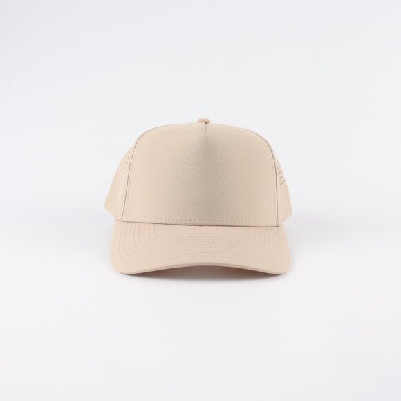 Blank 5 Panel Performance Structured Hats- 12 pack in Color Beige - Picture 3 of 7